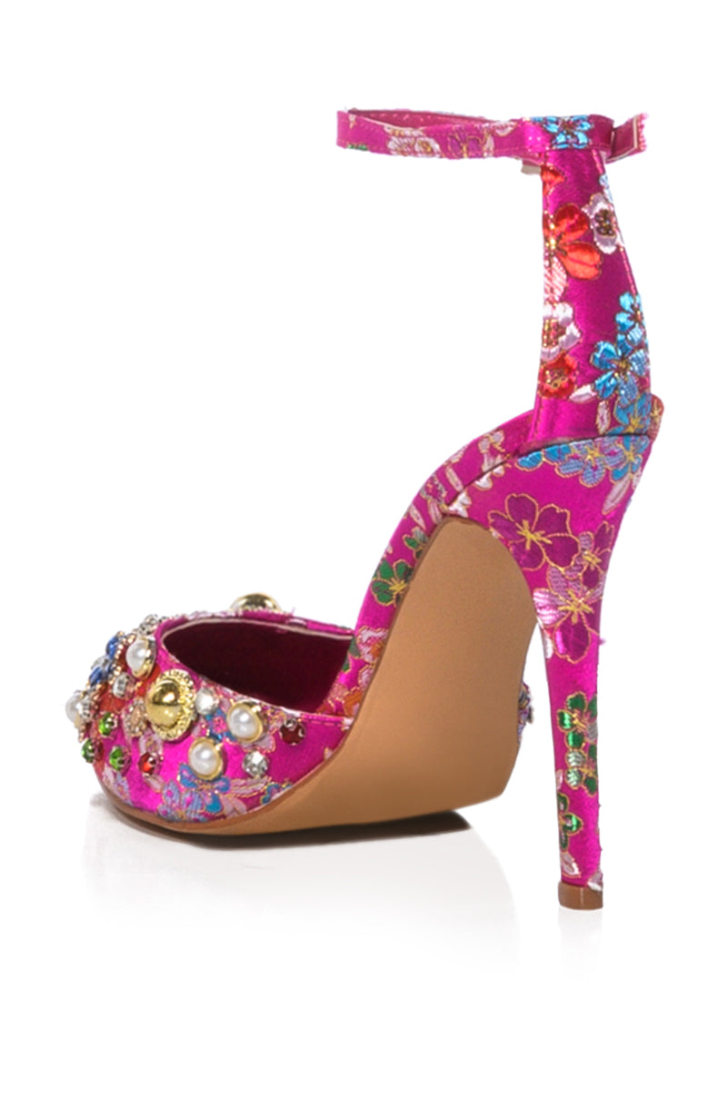 AZALEA WANG OOLONG EMBELLISHED STILETTO PUMP IN FUCHSIA