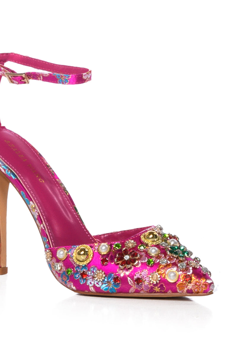 AZALEA WANG OOLONG EMBELLISHED STILETTO PUMP IN FUCHSIA