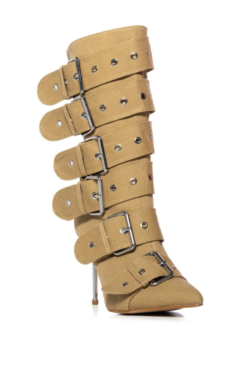 AZALEA WANG TEAIRA BELT BOOTIE IN KHAKI