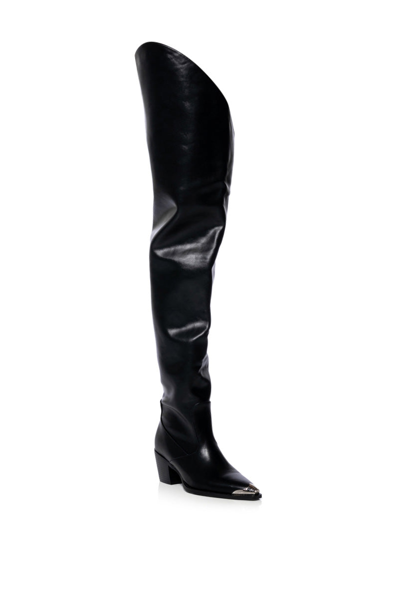 AZALEA WANG RIA OVER THE THIGH WESTERN BOOT IN BLACK