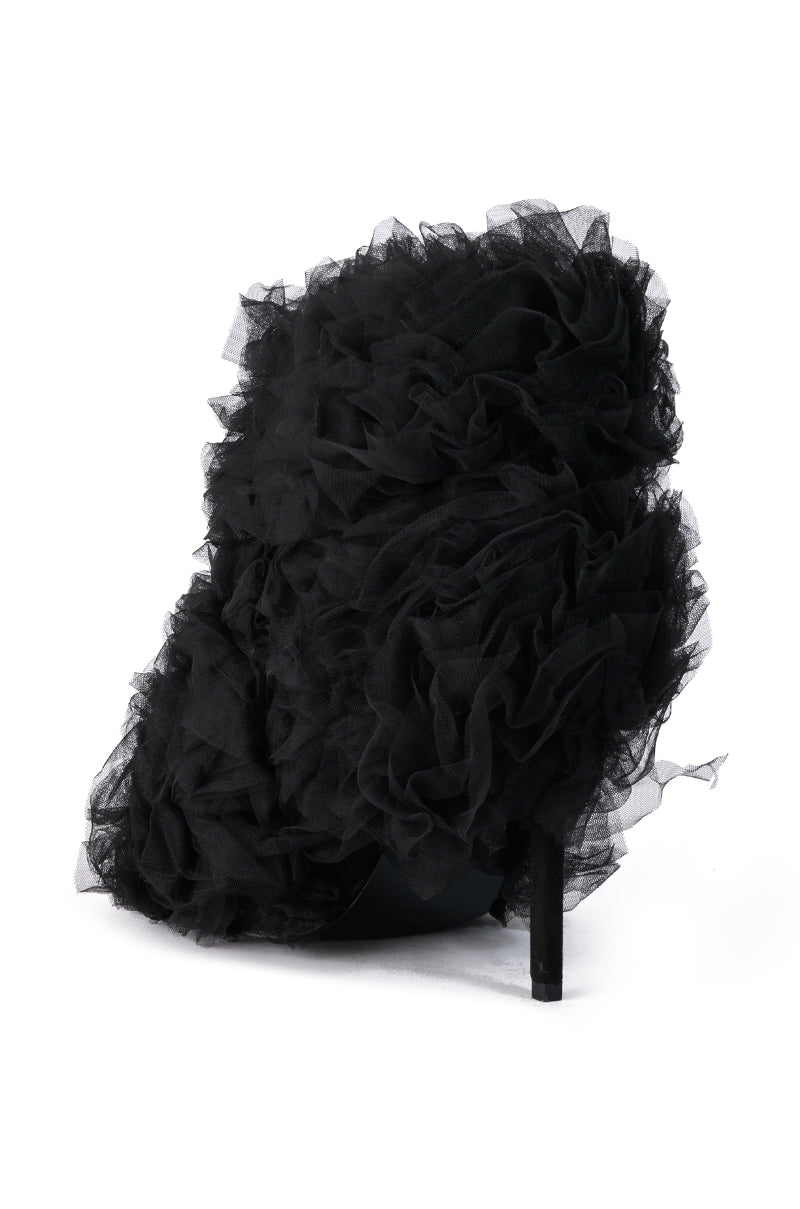AZALEA WANG TUTU TULLE STILETTO BOOTIE IN BLACK