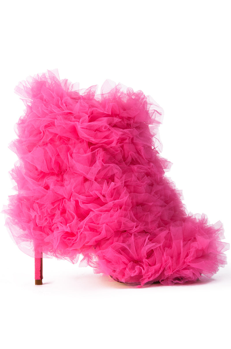 AZALEA WANG TUTU TULLE STILETTO BOOTIE IN FUCHSIA