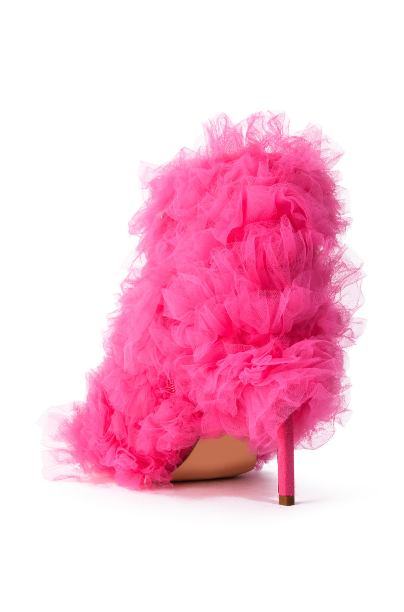 AZALEA WANG TUTU TULLE STILETTO BOOTIE IN FUCHSIA