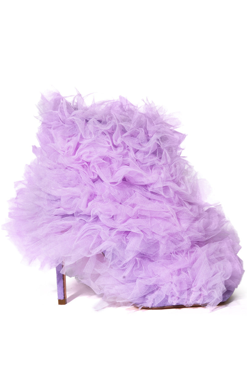 AZALEA WANG TUTU TULLE STILETTO BOOTIE IN PURPLE