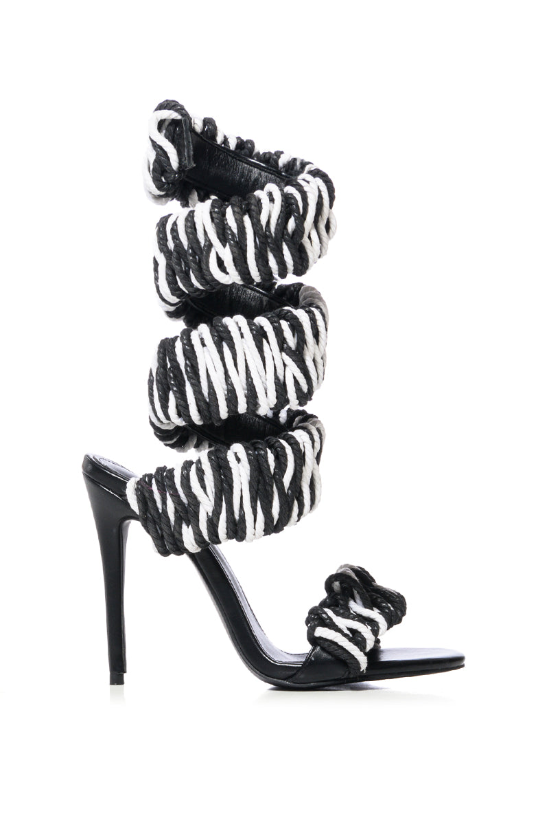 AZALEA WANG VINES ROPE DECOR WRAP UP SANDAL IN BLACK