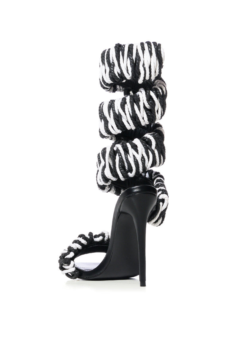 AZALEA WANG VINES ROPE DECOR WRAP UP SANDAL IN BLACK