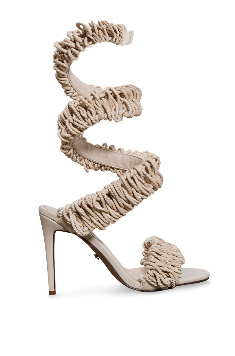 AZALEA WANG VINES ROPE DECOR WRAP UP SANDAL IN NUDE