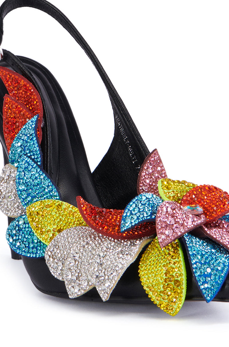 AZALEA WANG WEATHERLY MULTI FLOWER EMBELLISHED PUMP