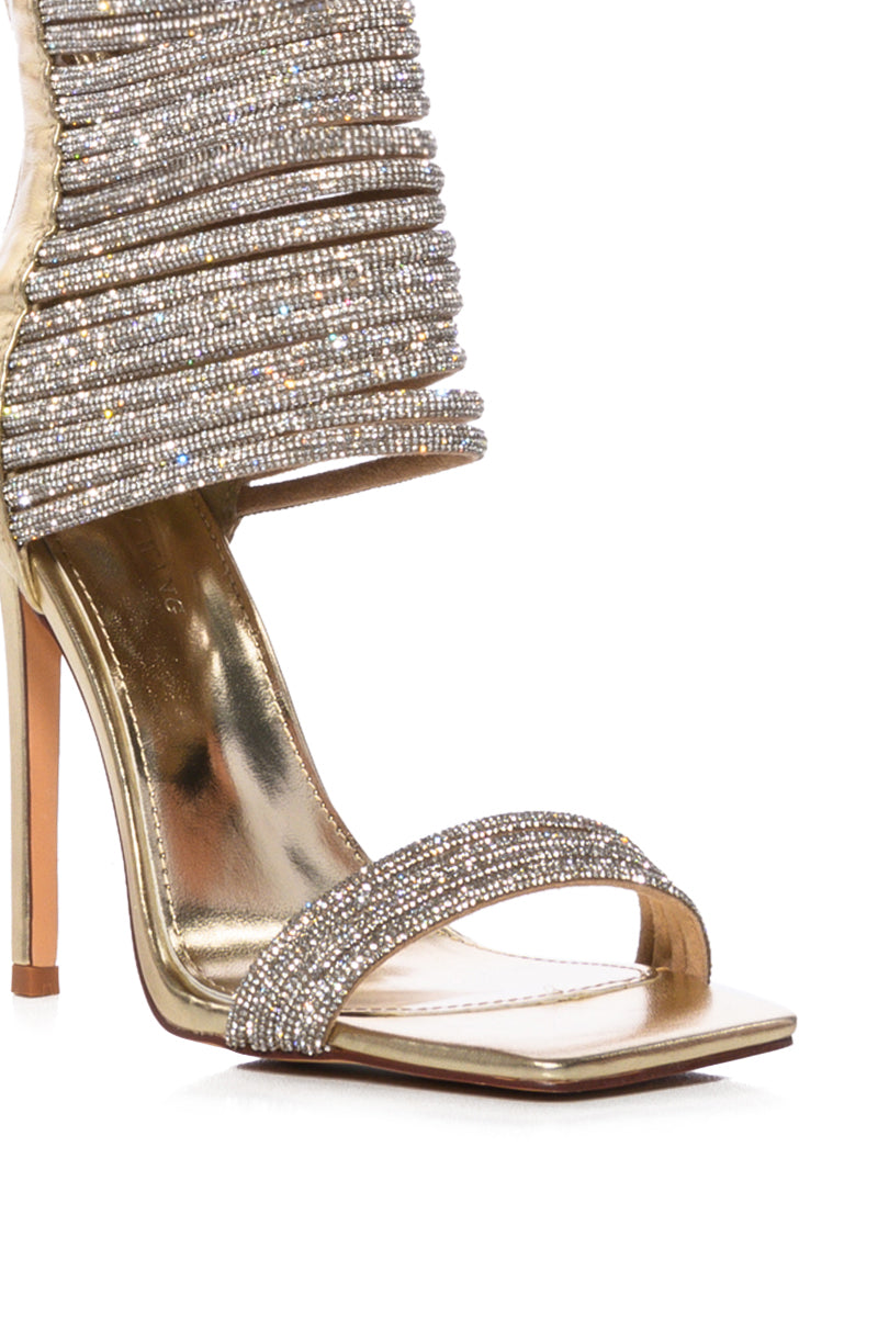 AZALEA WANG CICELY EMBELLISHED GLADIATOR SANDAL IN GOLD