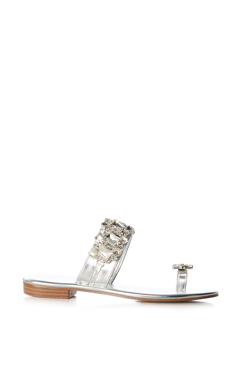 AZALEA WANG WHIMSEY EMBELLISHED SANDAL IN SILVER
