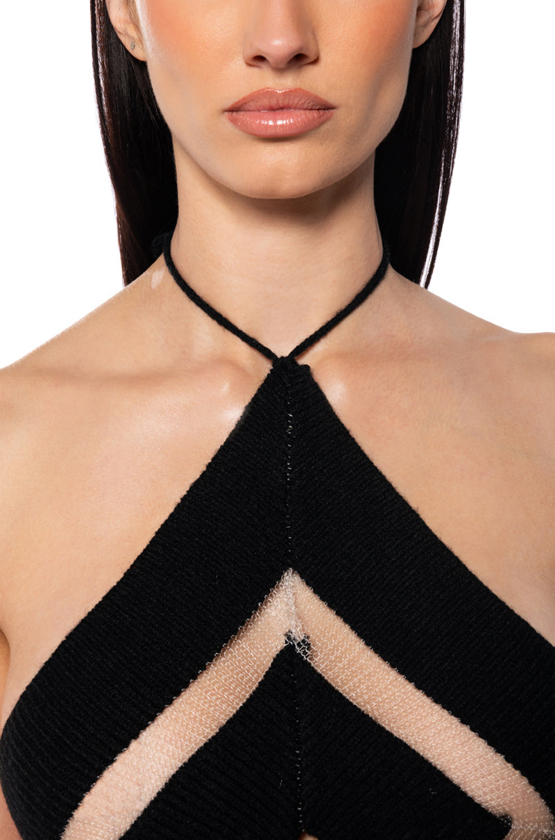 BARELY THERE HALTER TOP IN BLACK