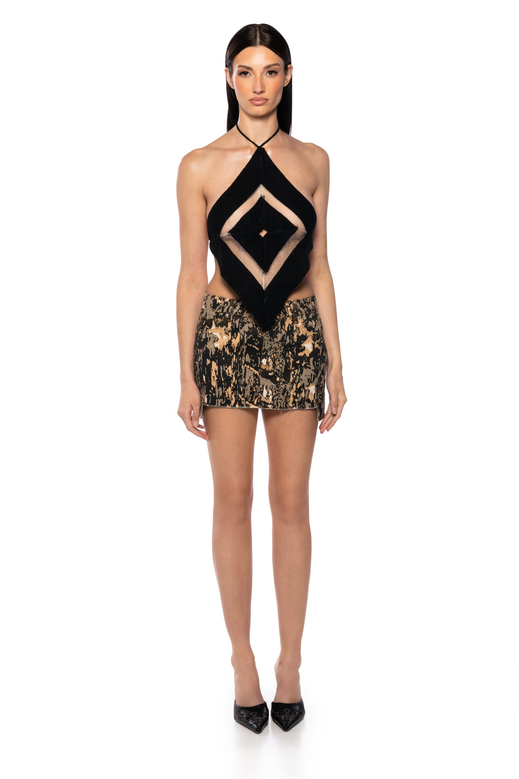 BARELY THERE HALTER TOP IN BLACK