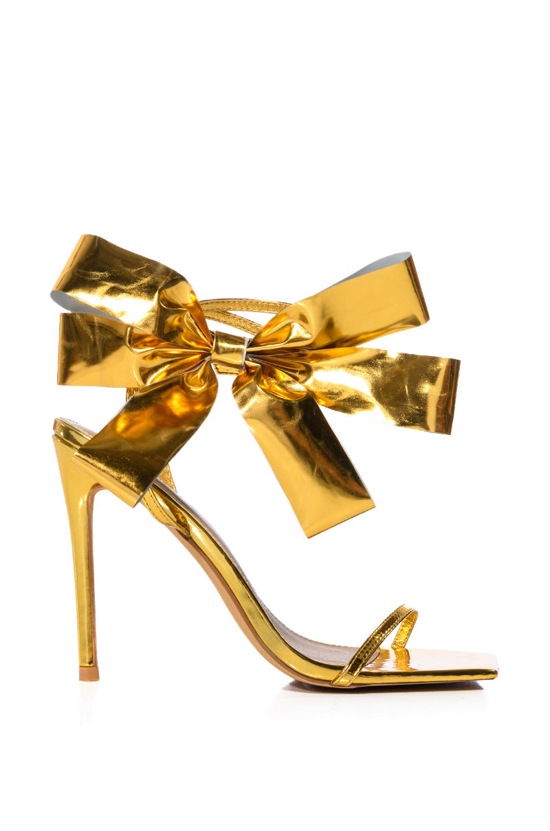 BEAU GOLD BOW STILETTO SANDAL
