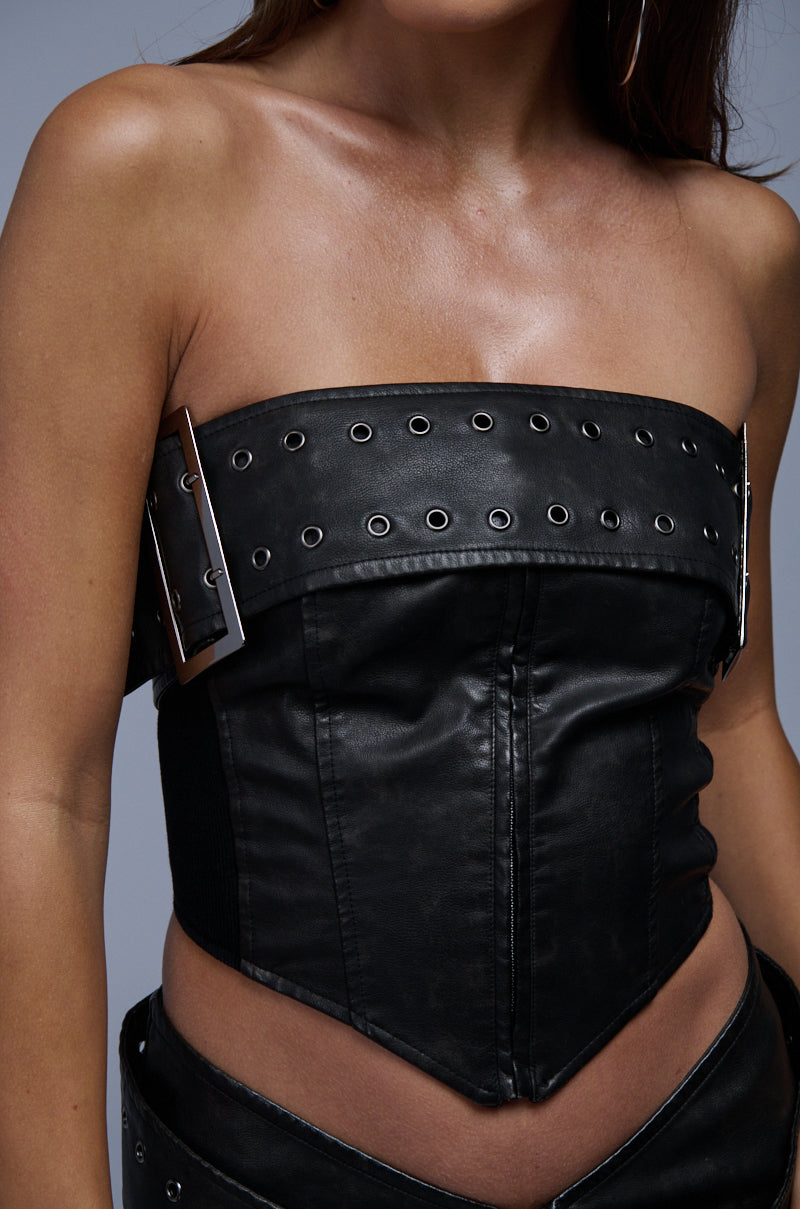 BLAIR FAUX LEATHER BELT DETAIL CORSET