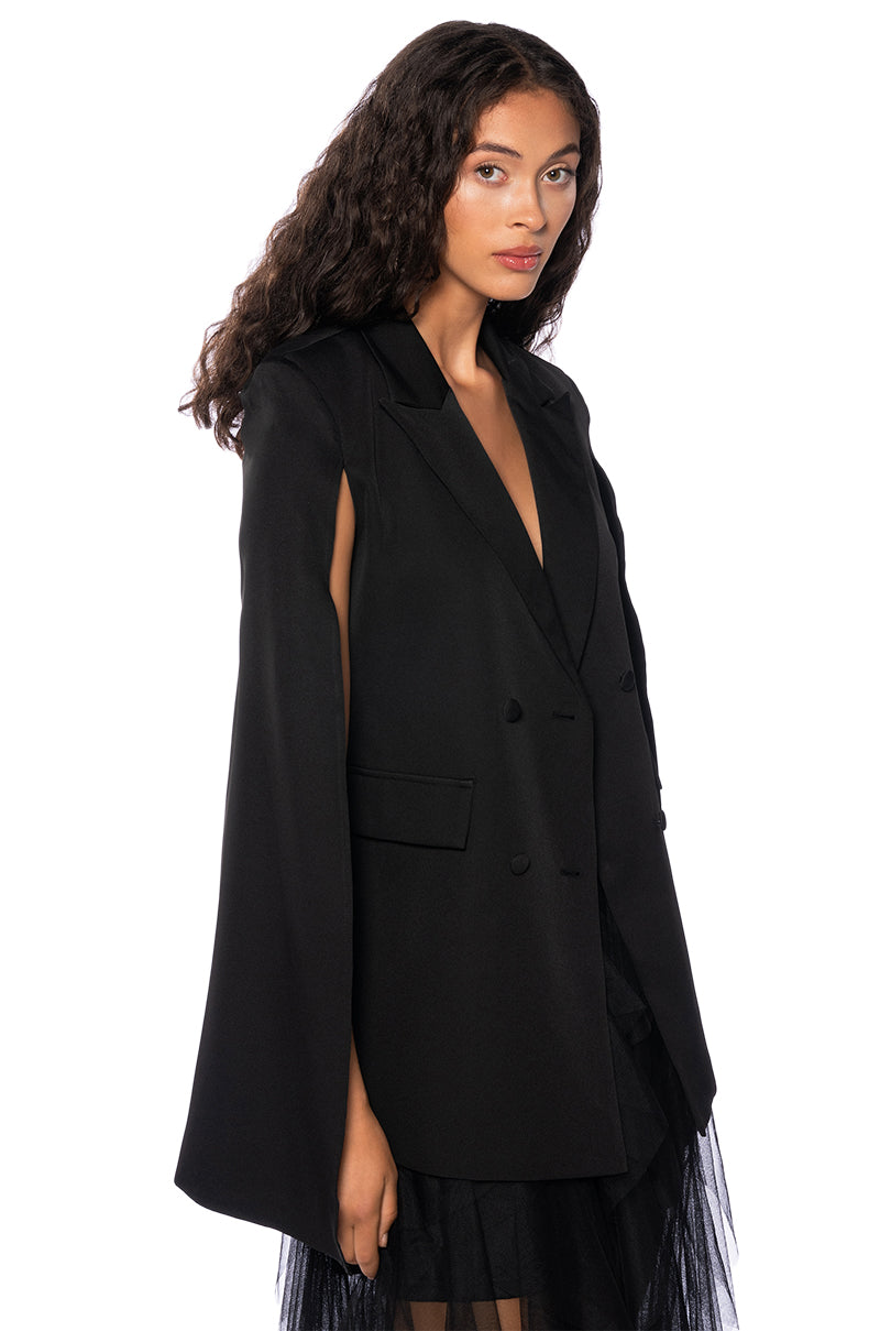 BLAZER CAPE IN BLACK