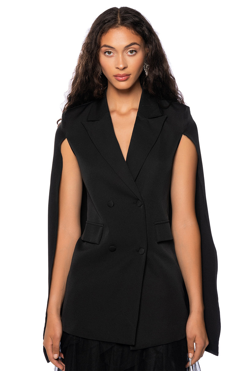 BLAZER CAPE IN BLACK
