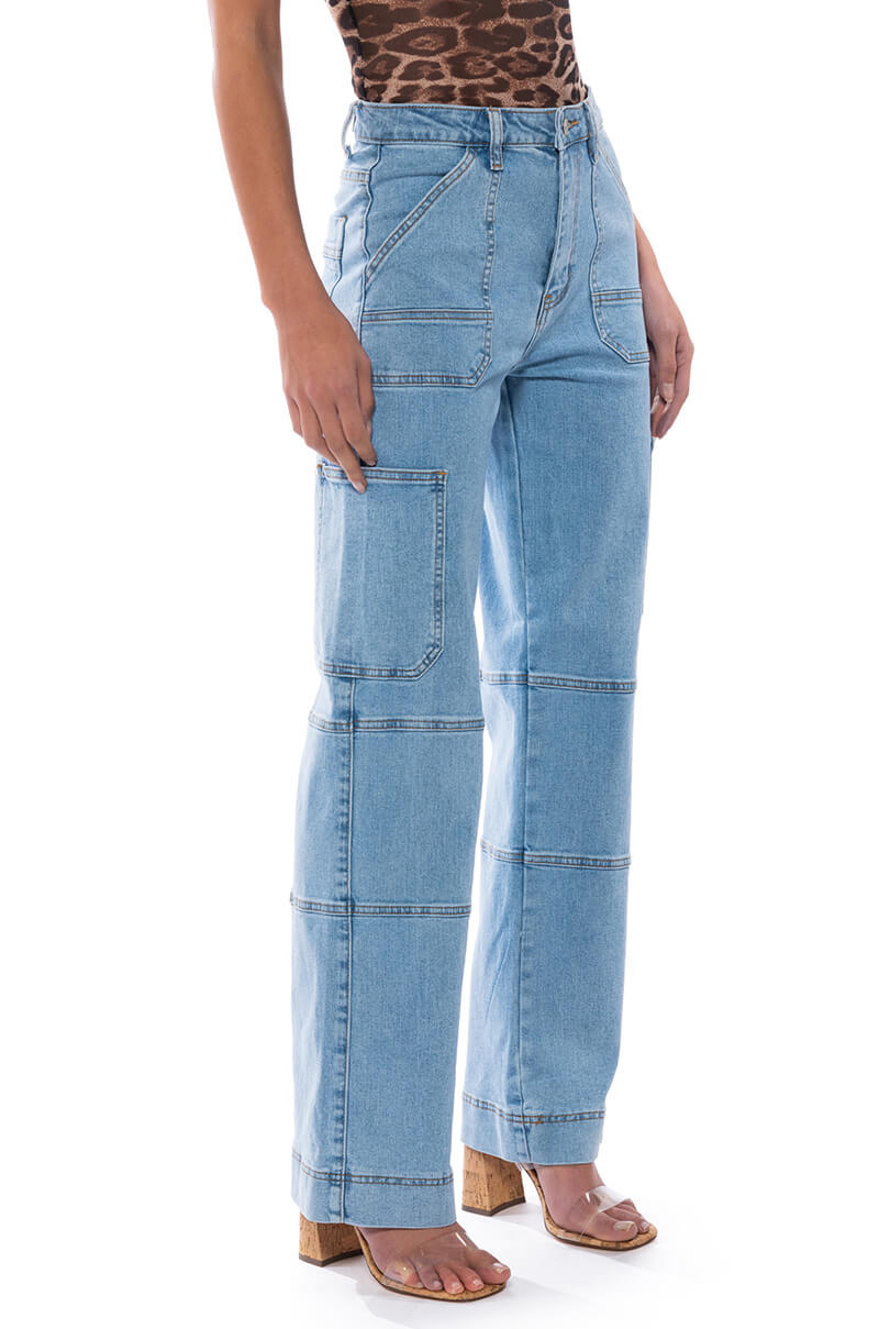 KENDALL WIDE LEG UTILITY JEANS