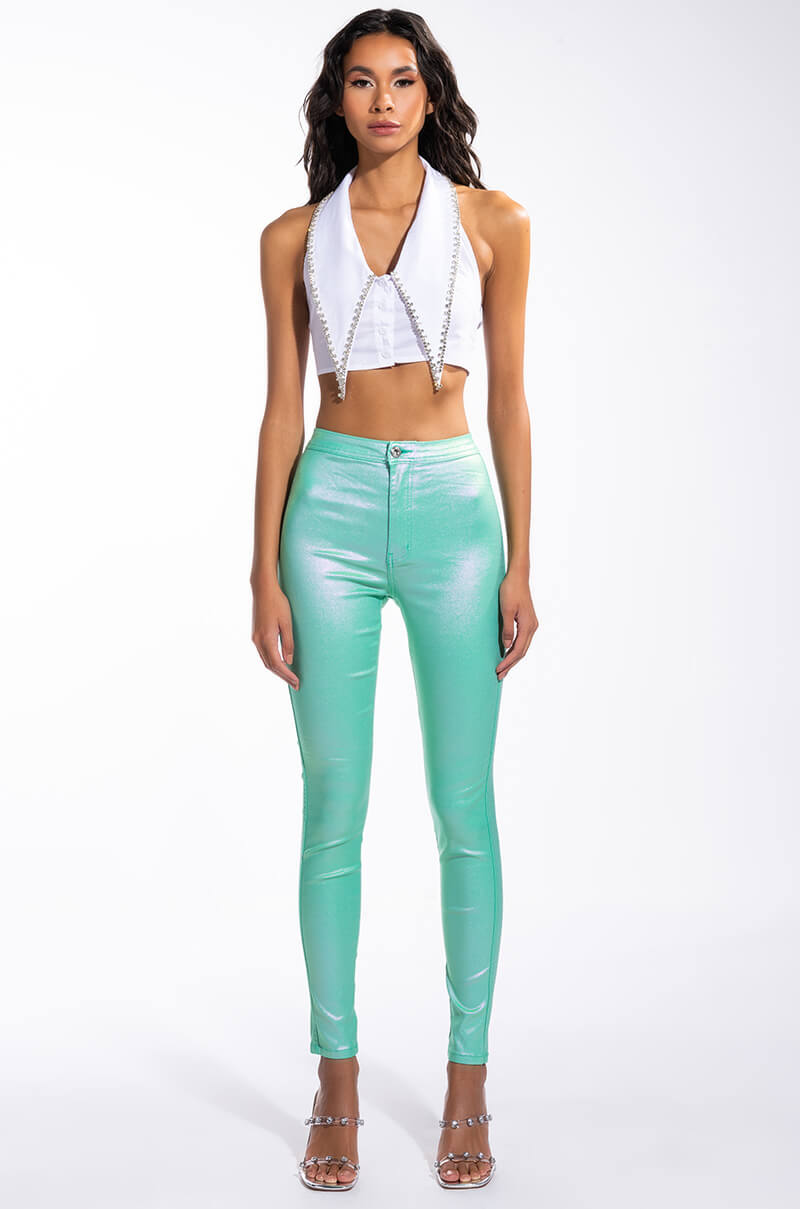 BORN TO SHINE METALLIC SKINNY PANTS
