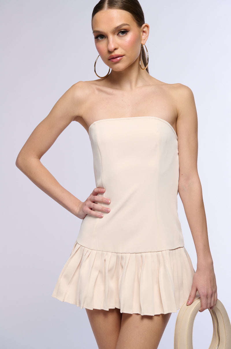 BROOKE PLEATED MINI DRESS