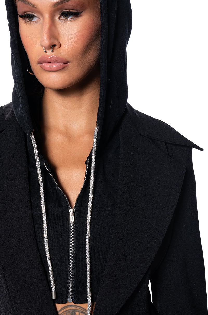 BUSINESS PARTY HOODED BLAZER DRESS