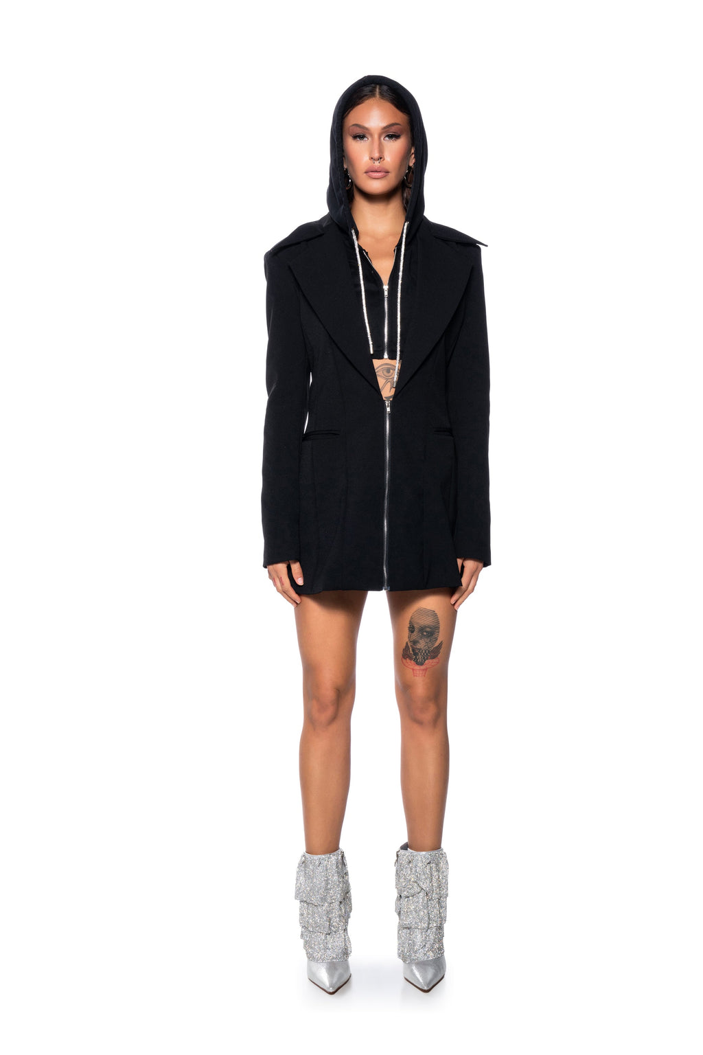 BUSINESS PARTY HOODED BLAZER DRESS