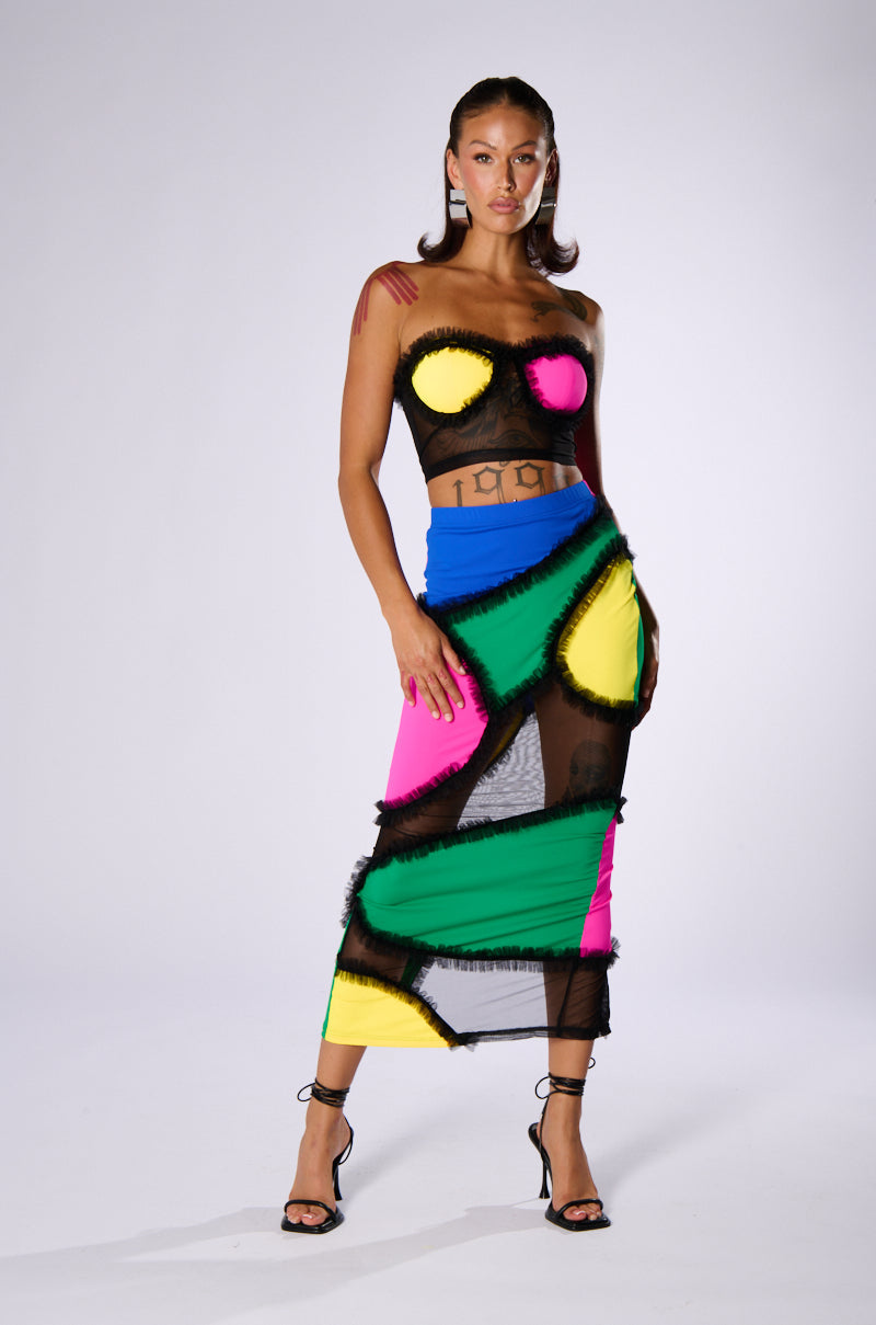 CARNIVALE TULLE DETAIL MIDI SKIRT