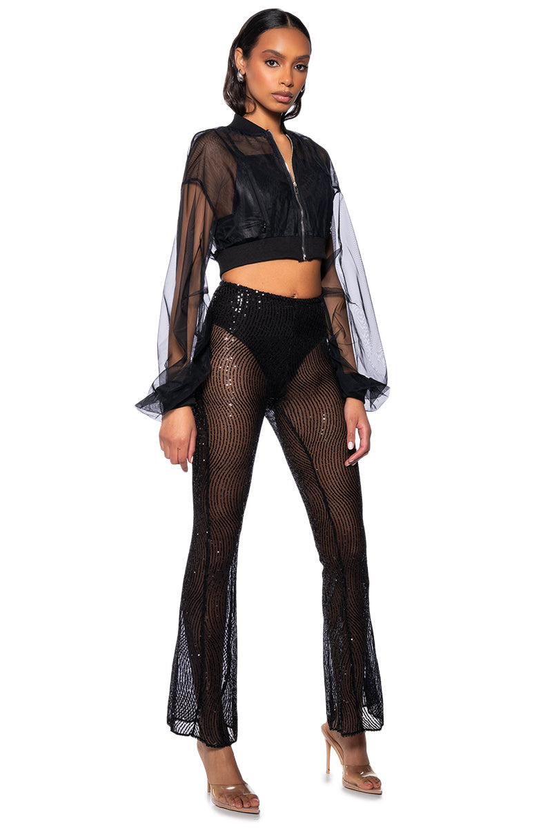 CATCHING EYES SEQUIN EMBELLISHED FLARE PANT