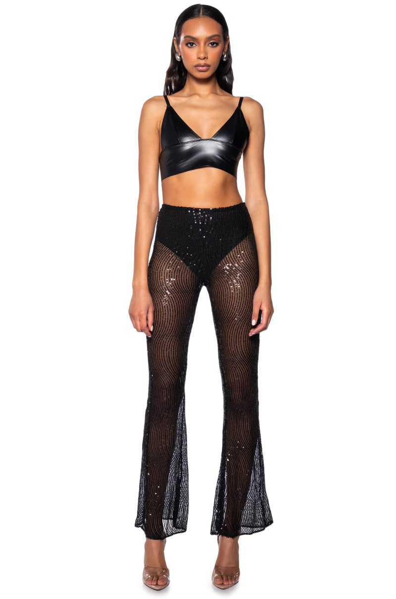 CATCHING EYES SEQUIN EMBELLISHED FLARE PANT