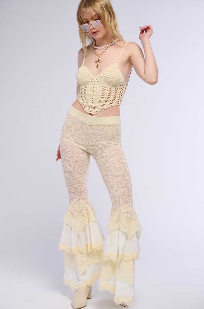 CHELLA LACE RUFFLE PANTS