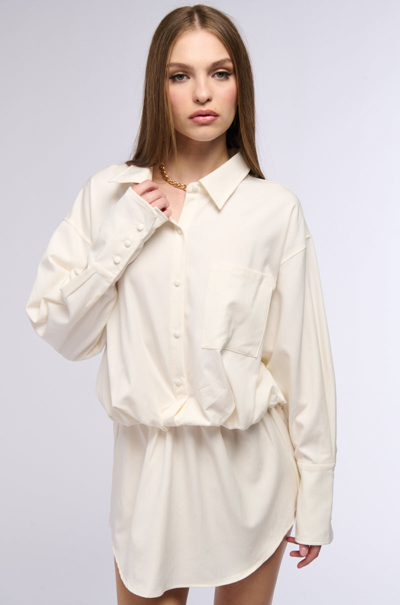 CHIC AF BUTTON DOWN SHIRT MINI DRESS