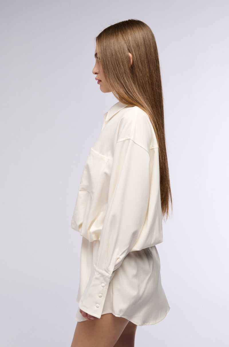 CHIC AF BUTTON DOWN SHIRT MINI DRESS