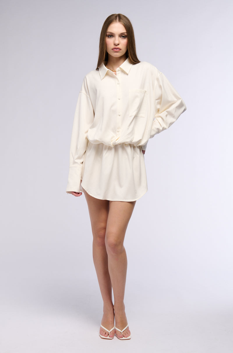 CHIC AF BUTTON DOWN SHIRT MINI DRESS
