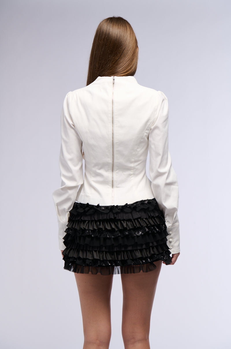 CLARA PEPLUM BUTTON DOWN TOP