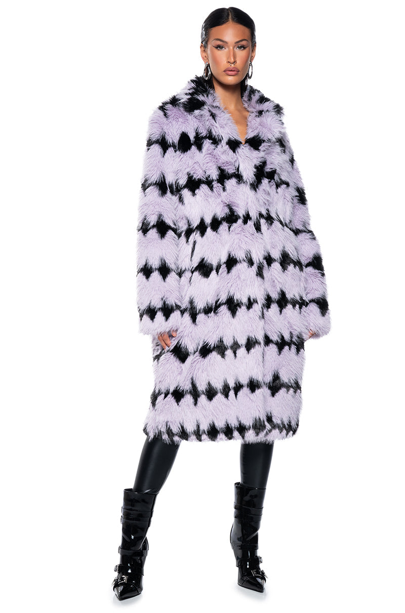 COCO LONG FAUX FUR WITH PATTERN