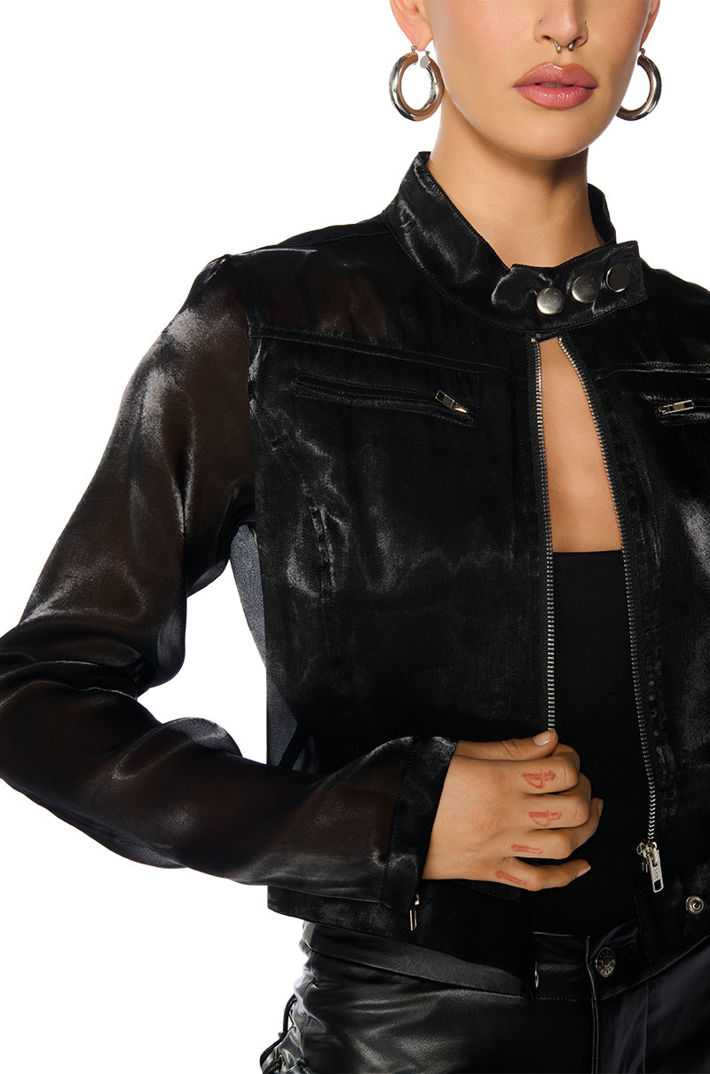 COOL WITH YOU LIGHTWEIGHT BOMBER IN BLACK