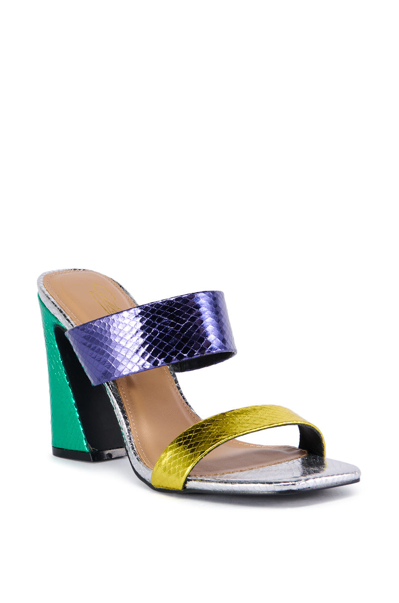 CORA MULTI METALLIC SNAKE SKIN SANDAL