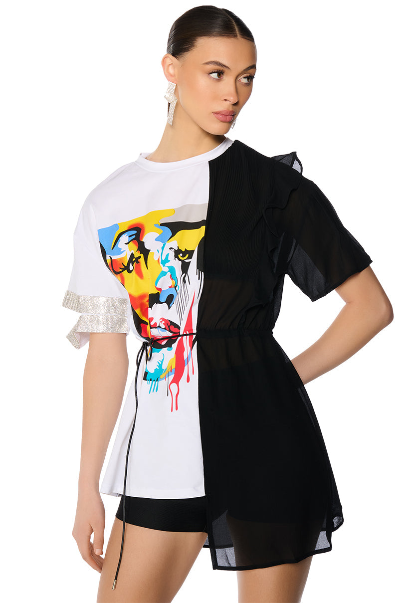 CRAZY SEXY COOL MIX FABRIC T SHIRT