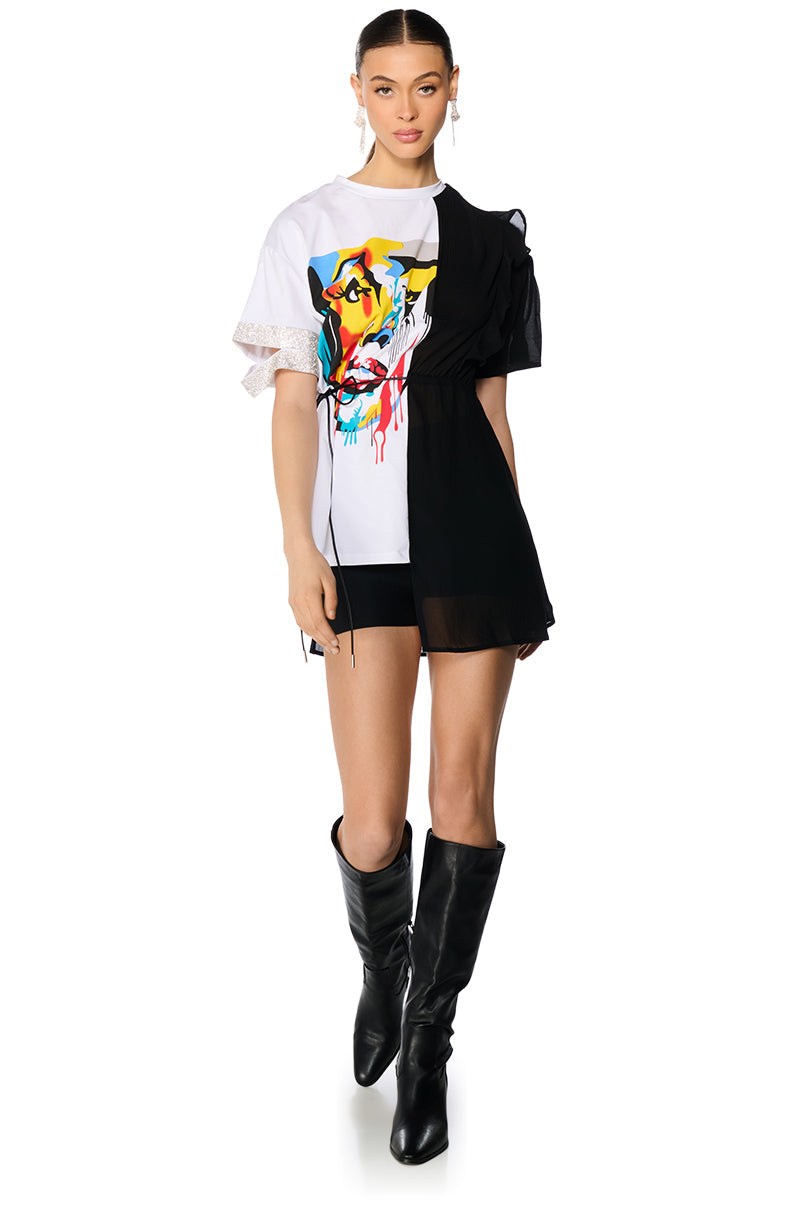 CRAZY SEXY COOL MIX FABRIC T SHIRT