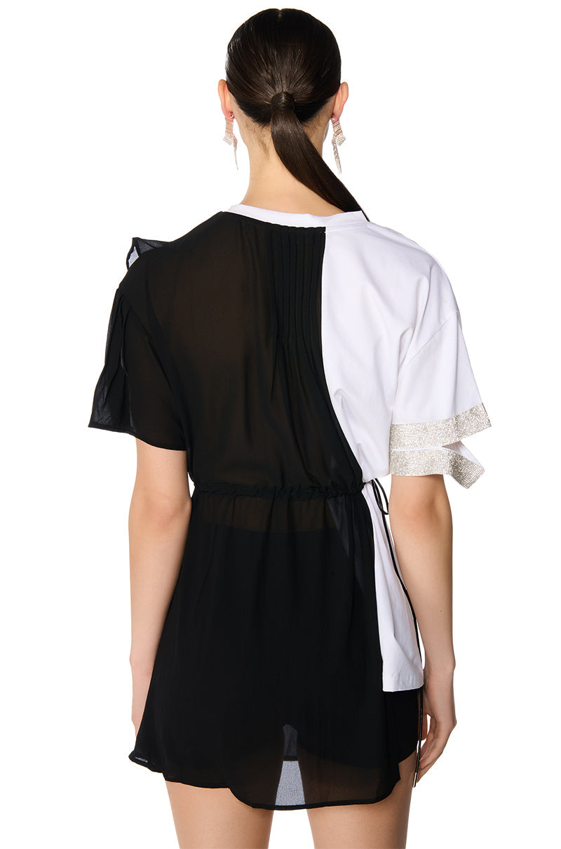 CRAZY SEXY COOL MIX FABRIC T SHIRT