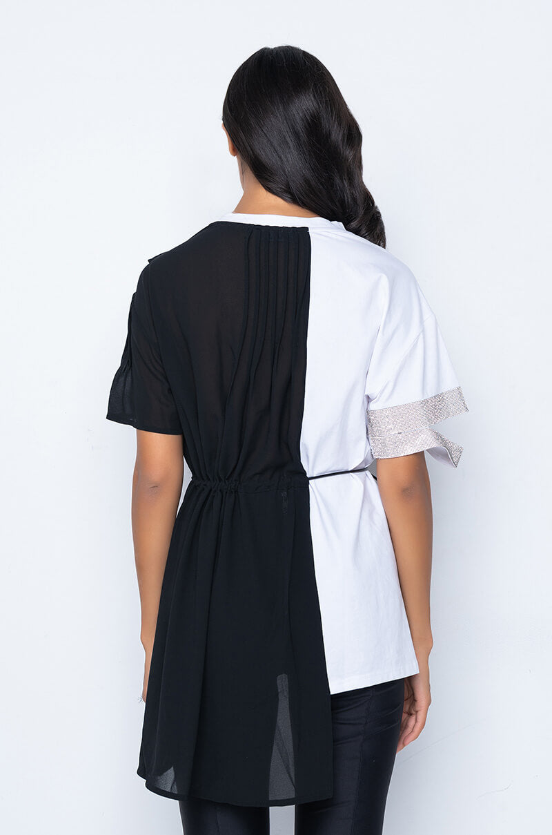 CRAZY SEXY COOL MIX FABRIC T SHIRT