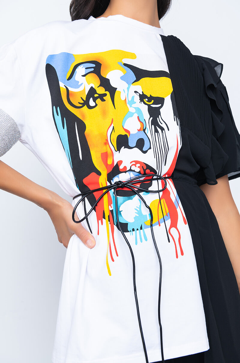 CRAZY SEXY COOL MIX FABRIC T SHIRT