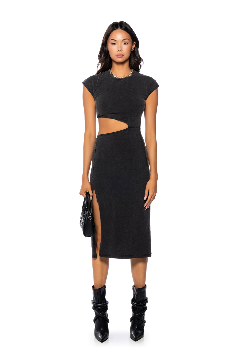 TERRY CUT OUT TSHIRT MIDI DRESS