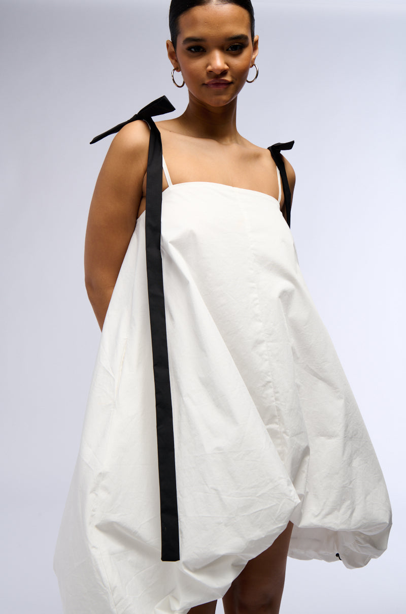 CUTIE GIRL POPLIN MINI DRESS WITH BOW DETAILS