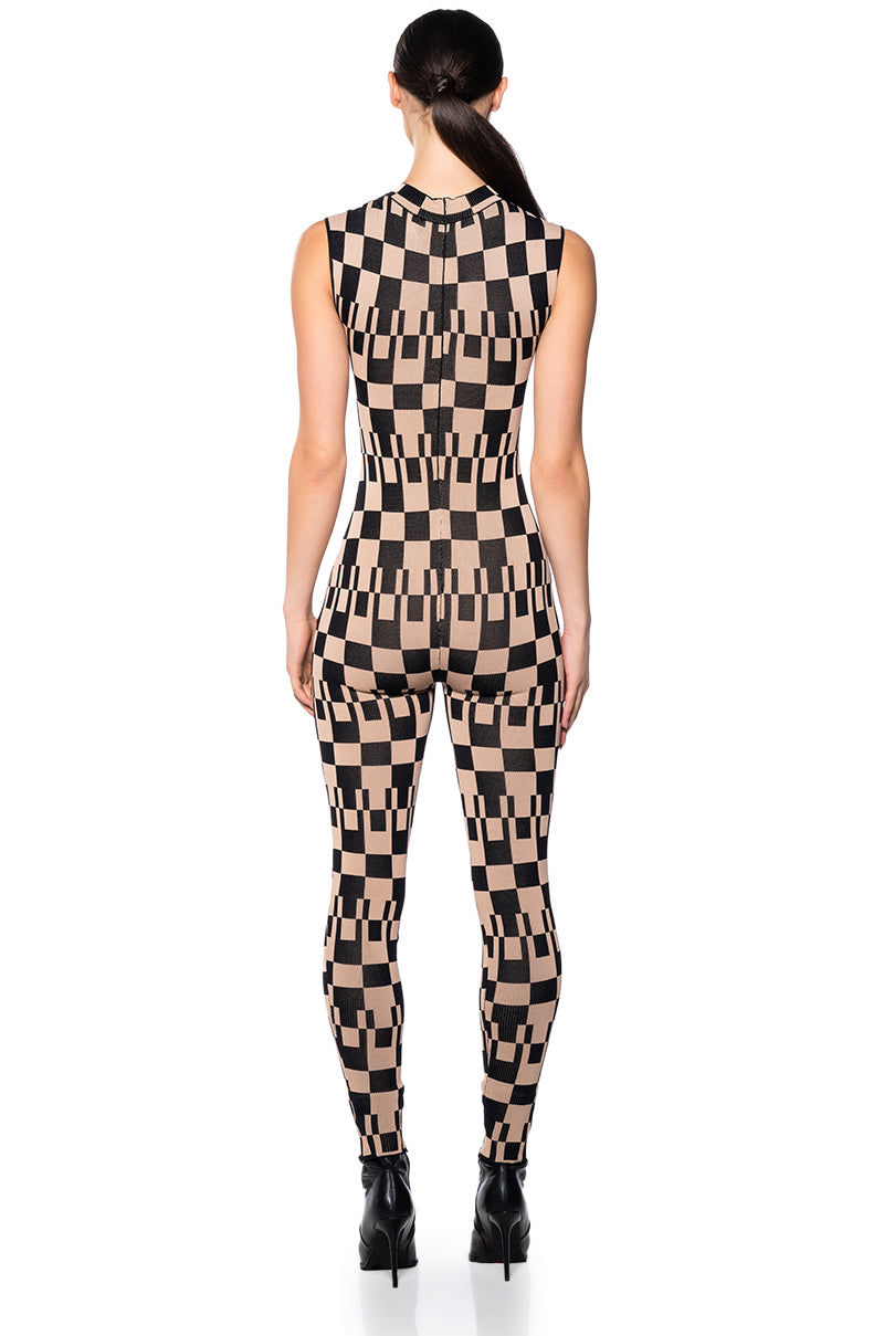 DAHLIA KNIT CHECKERED PLAYSUIT