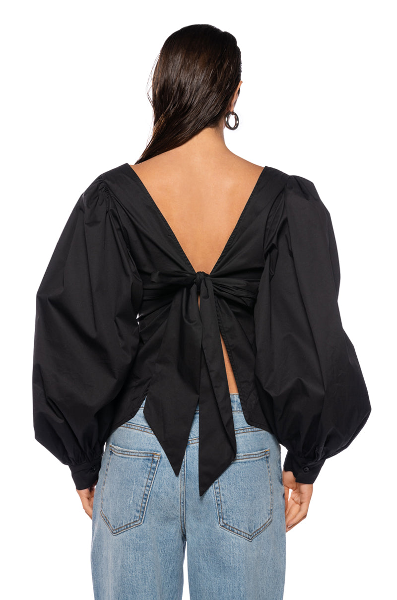 DARE ME RHINESTONE OPEN BACK BLOUSE