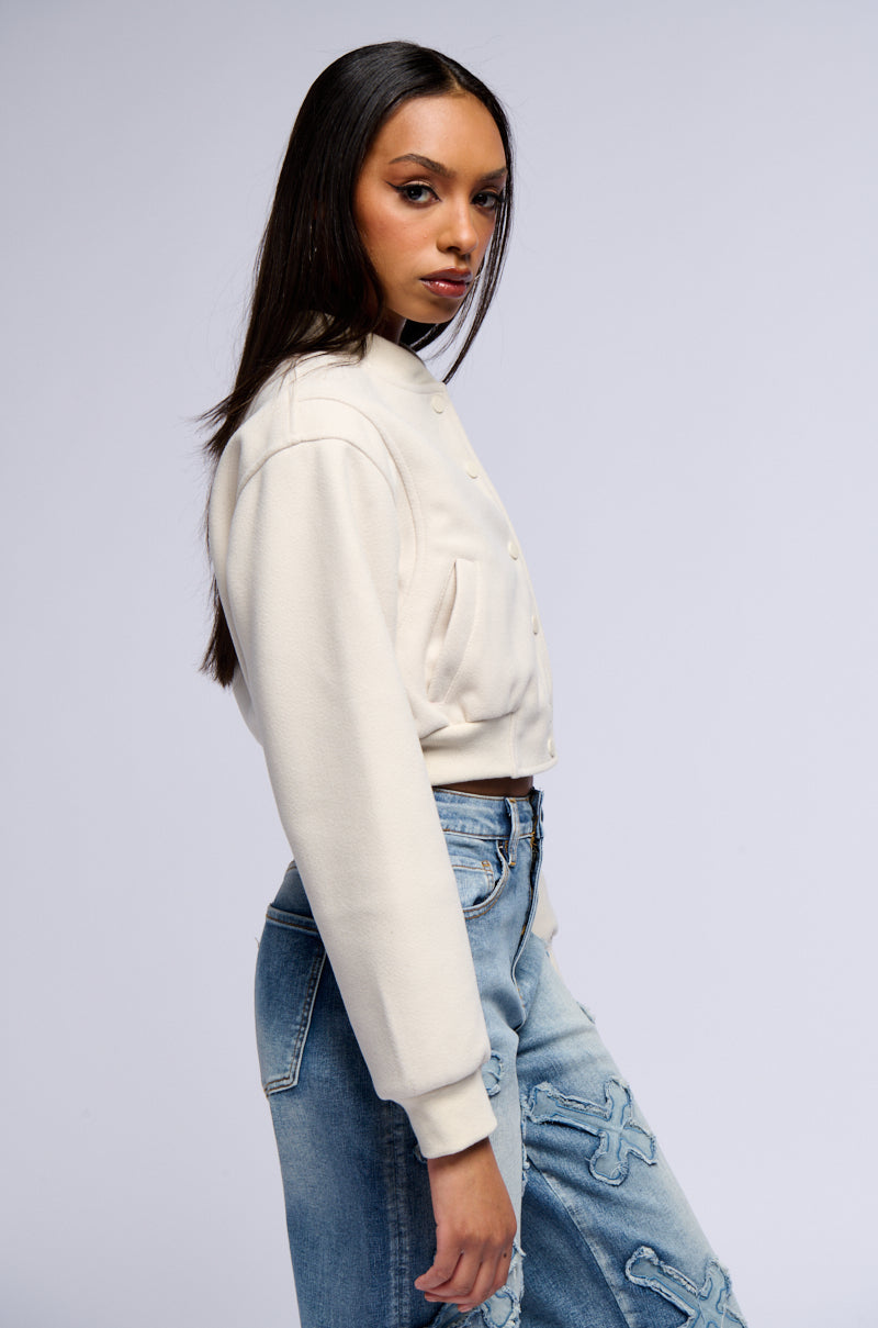 DAVIS EVERYDAY VARSITY BOMBER IN TAN