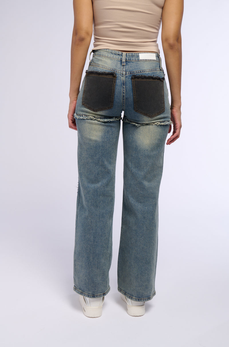 DEEP IN THE BOTTOM DISTRESSED DENIM PANT