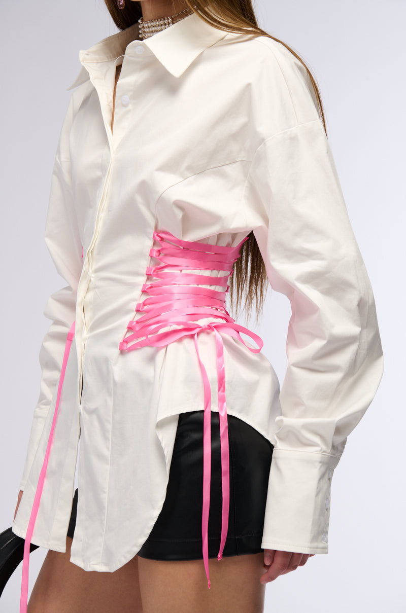 DID ME WRONG BUTTON DOWN BLOUSE