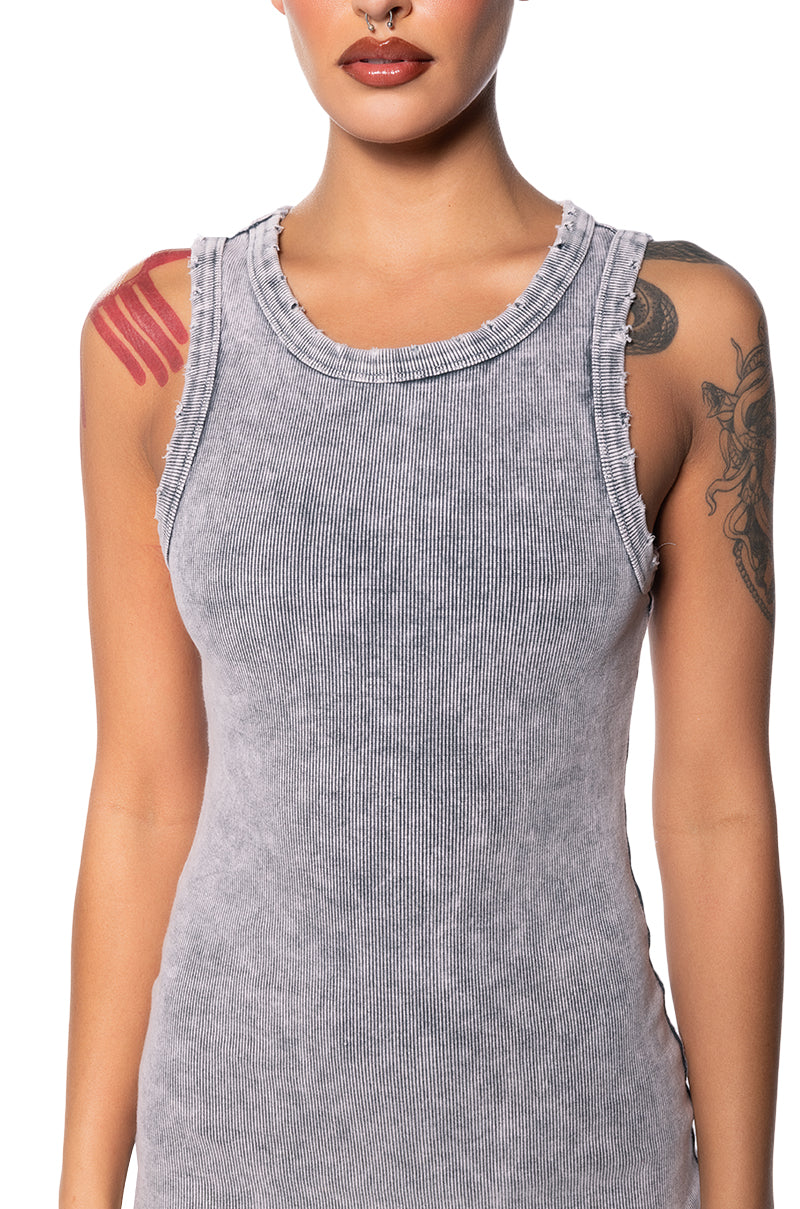 DON'T TEXT RIBBED KNIT MIDI DRESS