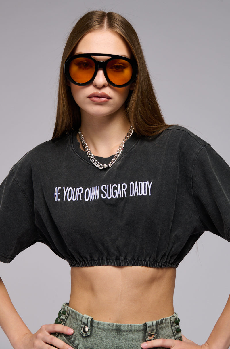 DRESSED FOR SUCCESS GRAPHIC CROP T SHIRT